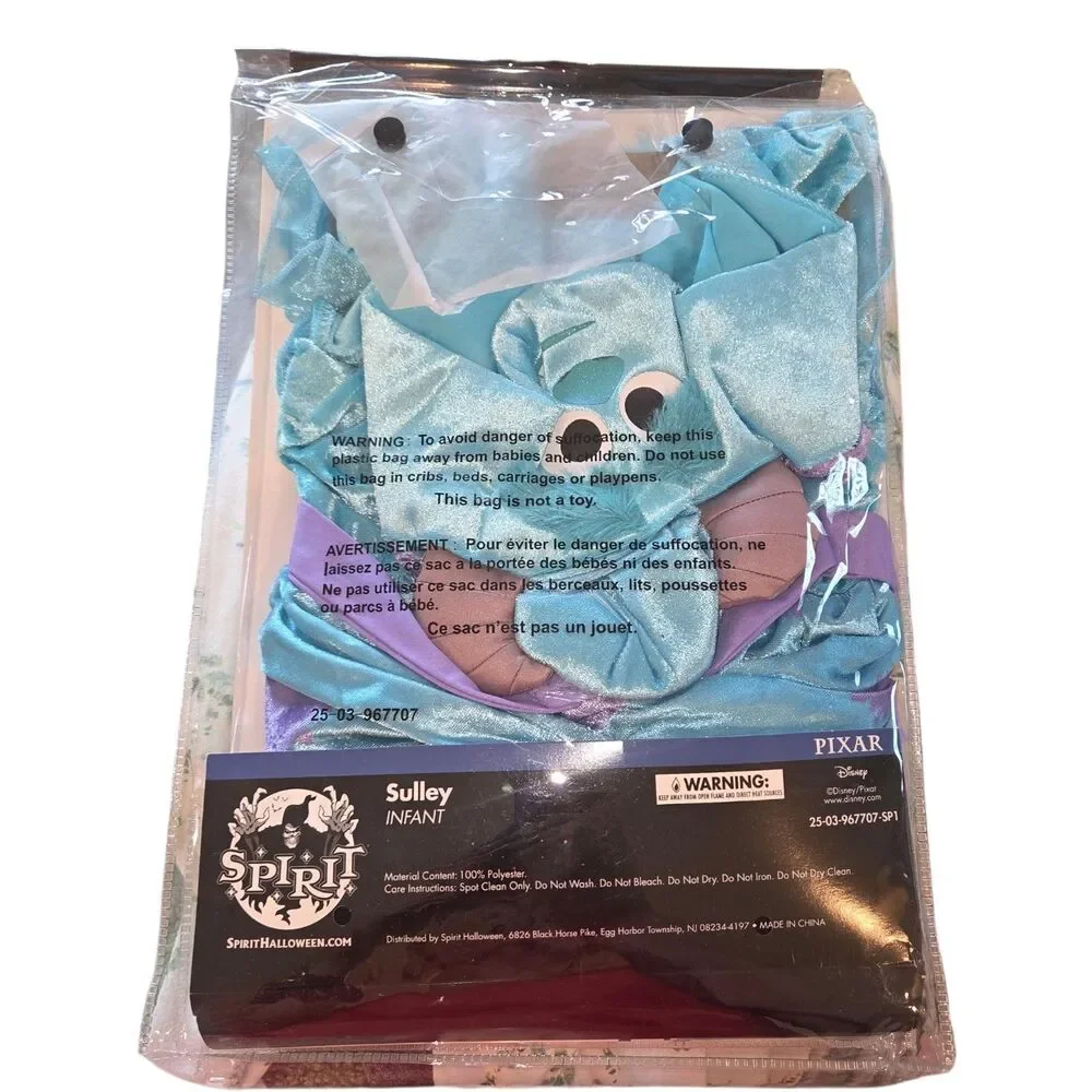 Spirit Halloween Disney Pixar Monsters, Inc. Baby Sulley Dress Costume 12-18 M